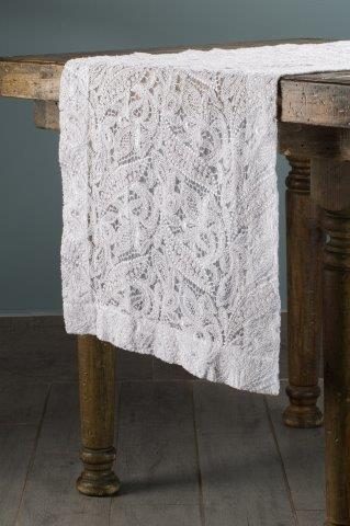 Specialty Ornamental White Lace table runner